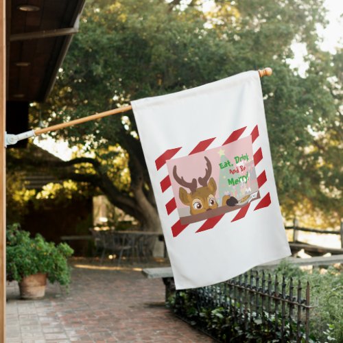 Reindeer Love Cookies House Flag