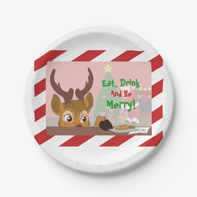 Reindeer Love Cookies Paper Plates (Front)