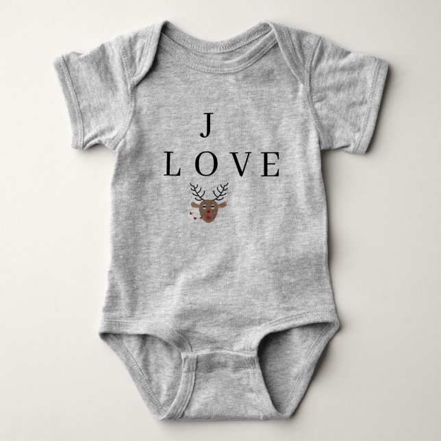 Reindeer Love Joy Festive Christmas Cute Crossword Baby Bodysuit (Front)