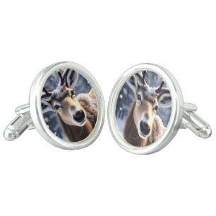 Reindeer Magic: Close-Up of Santas Loyal Companion Cufflinks