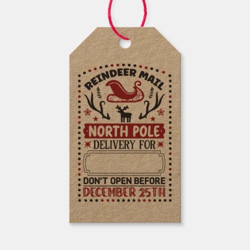 Reindeer Mail Delivery North Pole Christmas Gift Tags