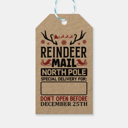 Reindeer Mail Delivery North Pole Christmas Gift Tags