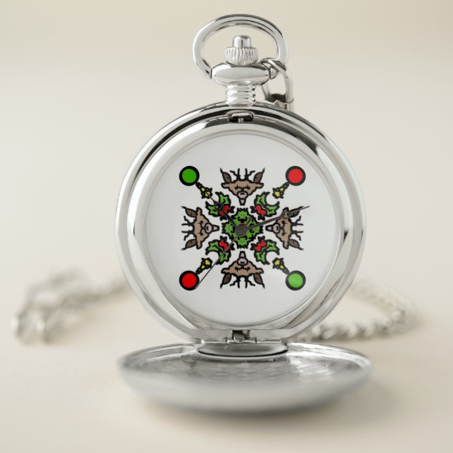 Reindeer Mandala Art Pocket Watch (Inside)