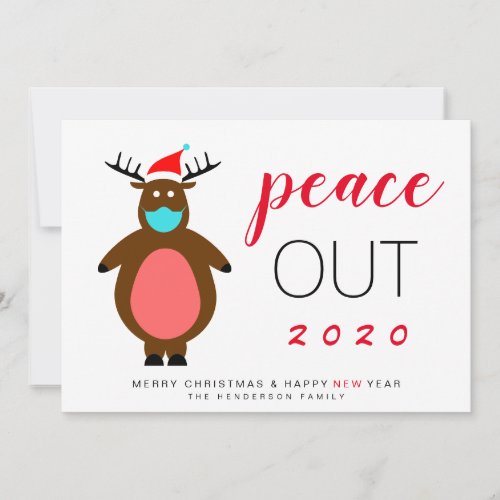 Reindeer Mask Peace Out 2020 Funny Christmas Holiday Card