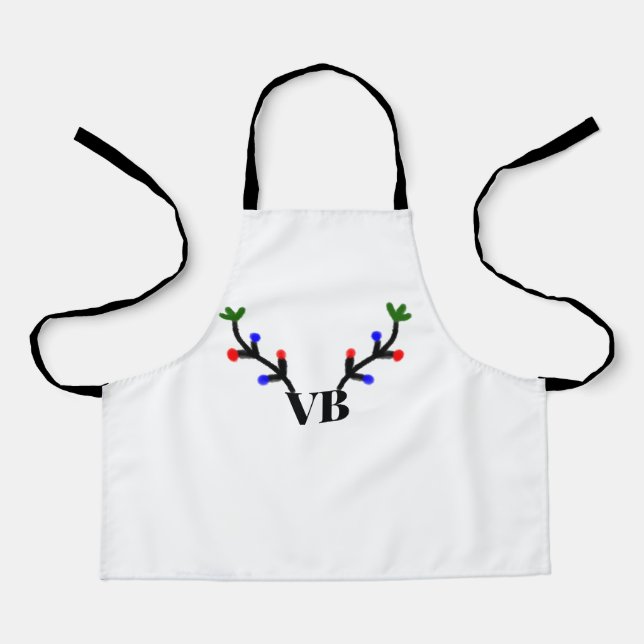 Reindeer merry Christmas add name text name title Apron (Front)