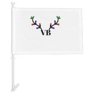 Reindeer merry Christmas add name text name title Car Flag