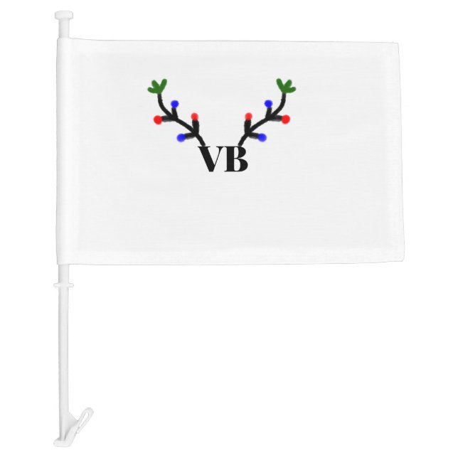 Reindeer merry Christmas add name text name title Car Flag (Front)