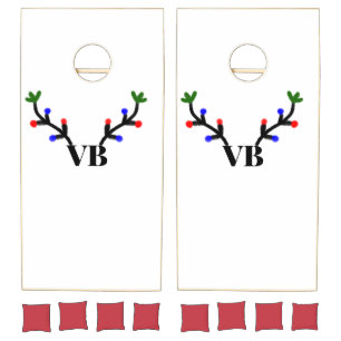 Reindeer merry Christmas add name text name title Cornhole Set
