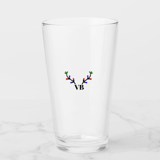 Reindeer merry Christmas add name text name title Glass (Front)