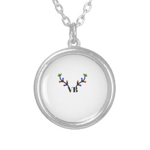Reindeer merry Christmas add name text name title Silver Plated Necklace