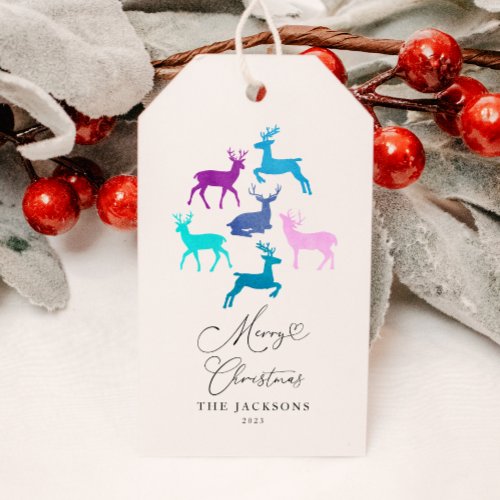 Reindeer Merry Christmas Candy Pastel Gift Tags