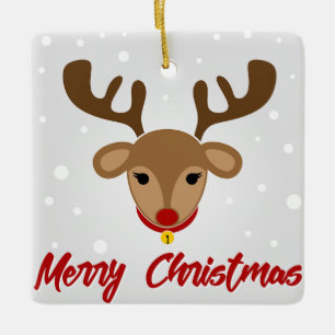 Reindeer Merry Christmas Ceramic Ornament