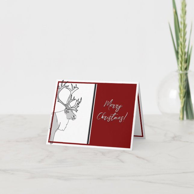 Reindeer Merry Christmas Customizable Card (Front)