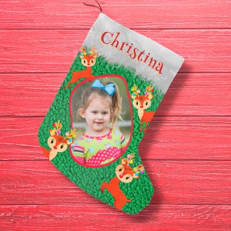 Reindeer Merry Christmas Cute Adorable Photo Name