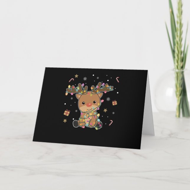 Reindeer Merry Christmas Winter Animals Deer Holiday Card (Front)
