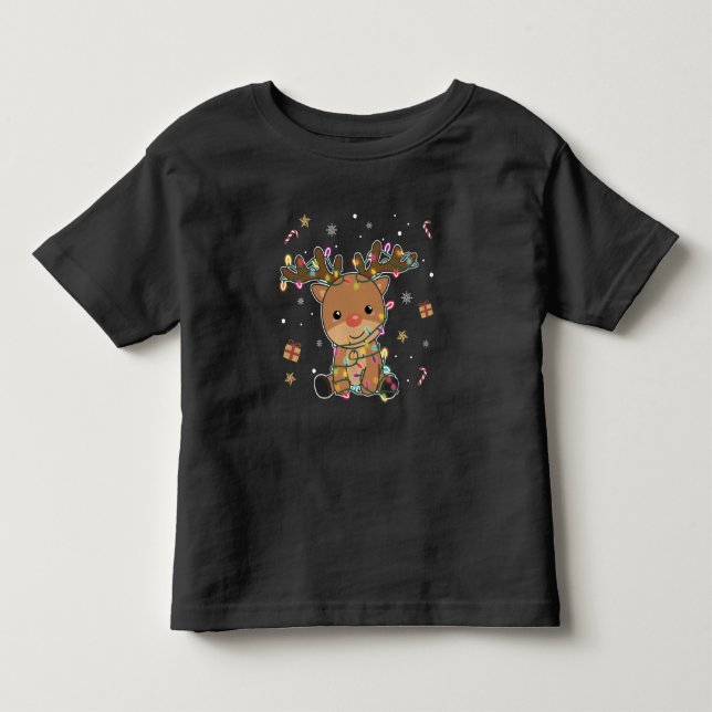 Reindeer Merry Christmas Winter Animals Deer Toddler T-shirt (Front)