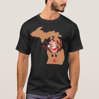 Reindeer Michigan Santa Reindeer Antlers T-Shirt
