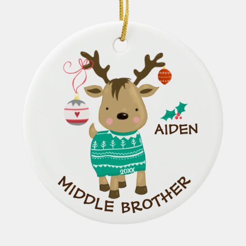 Reindeer Middle Brother Christmas Ornament