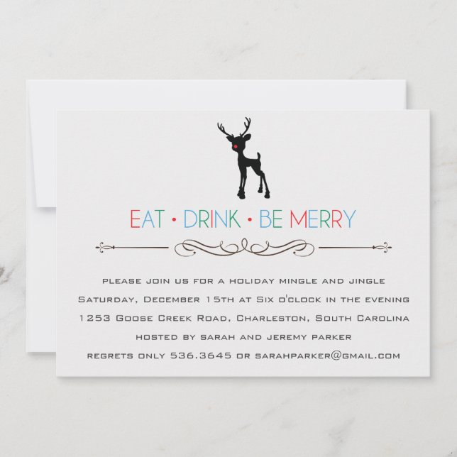Reindeer Mingle and Jingle Invitation (Front)
