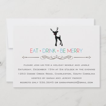 Reindeer Mingle And Jingle Invitation by cranberrydesign at Zazzle
