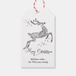 Reindeer Minimalist Black White Christmas Gift Tags