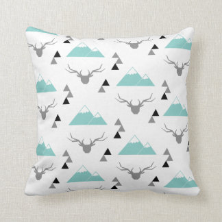 Reindeer mounts green throw pillow