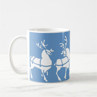 Reindeer Mug Coffee Cup Festive Blue Christmas Cup