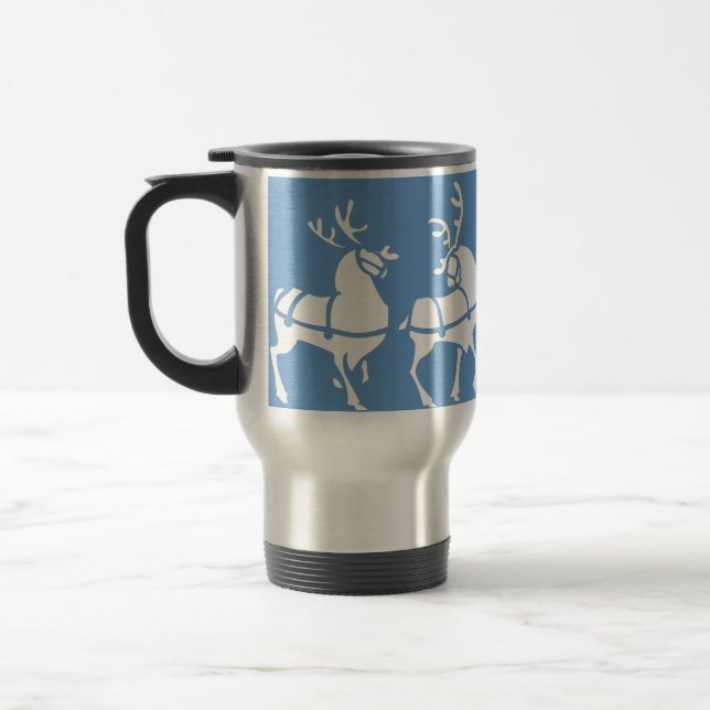 Reindeer Mug Coffee Cup Festive Blue Christmas Cup (Left)