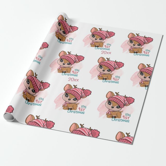 Reindeer, My First Christmas Wrapping Paper (Unrolled)