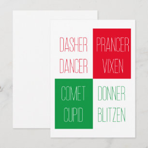 REINDEER NAMES 4.5x6.25 Flat Card 