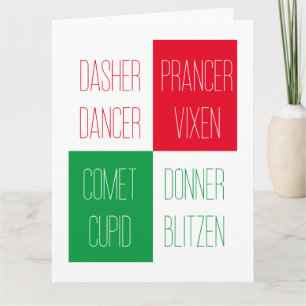 REINDEER NAMES Big Christmas Card