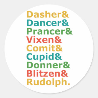 Reindeer Names Classic Round Sticker