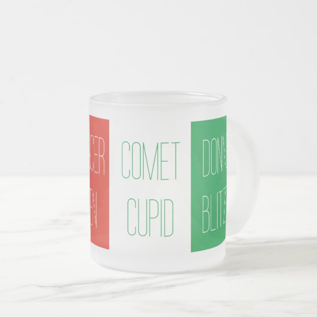 REINDEER NAMES Frosted Glass Mug (Front Right)