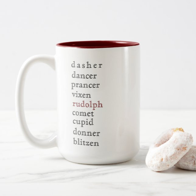 Reindeer Names Holiday Mug (With Donut)