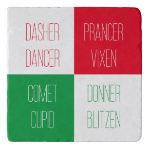 REINDEER NAMES Marble Stone Trivet