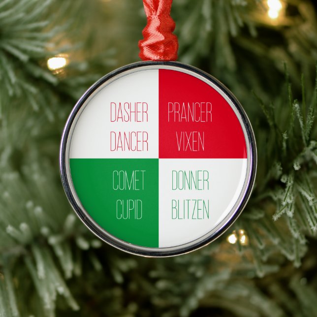 REINDEER NAMES Premium Round Ornament  (Tree)