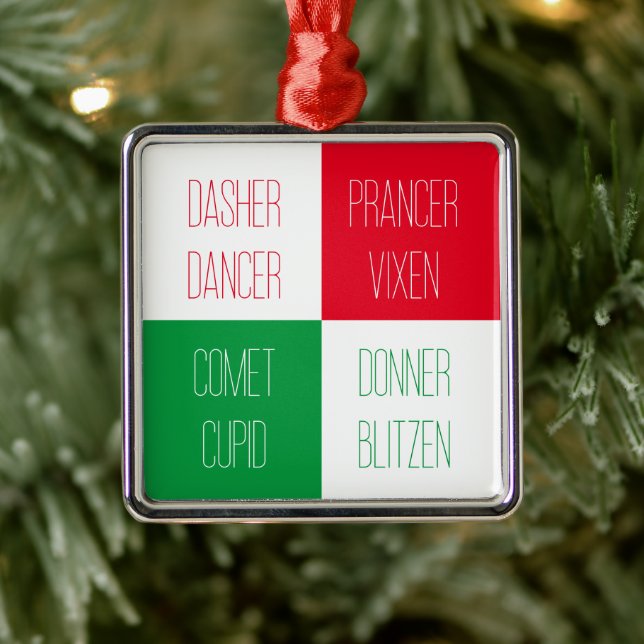 REINDEER NAMES Premium Square Ornament  (Tree)