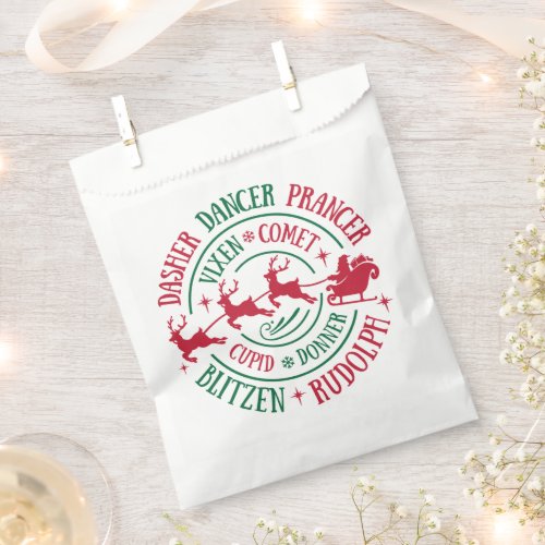 Reindeer Names Round Word Art   Favor Bag