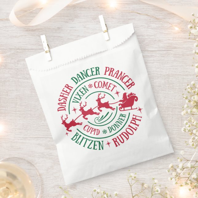 Reindeer Names Round Word Art   Favor Bag (Clipped)