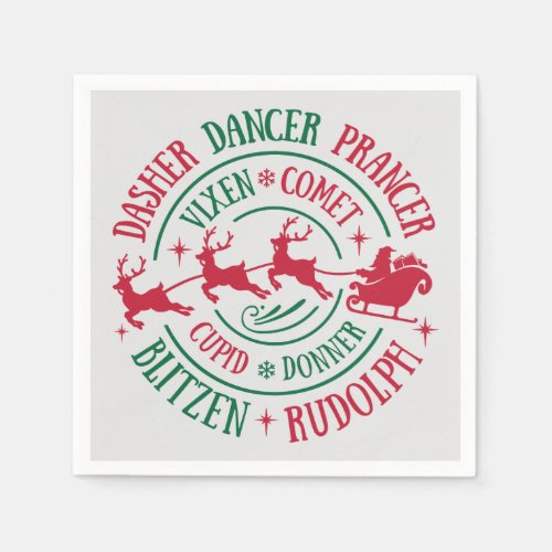 Reindeer Names Round Word Art Napkins