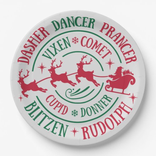 Reindeer Names Round Word Art Paper Plates