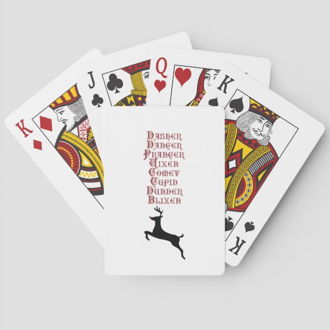 Reindeer Names Rudolph, Comet, Blixen Reindeer Poker Cards (Back)