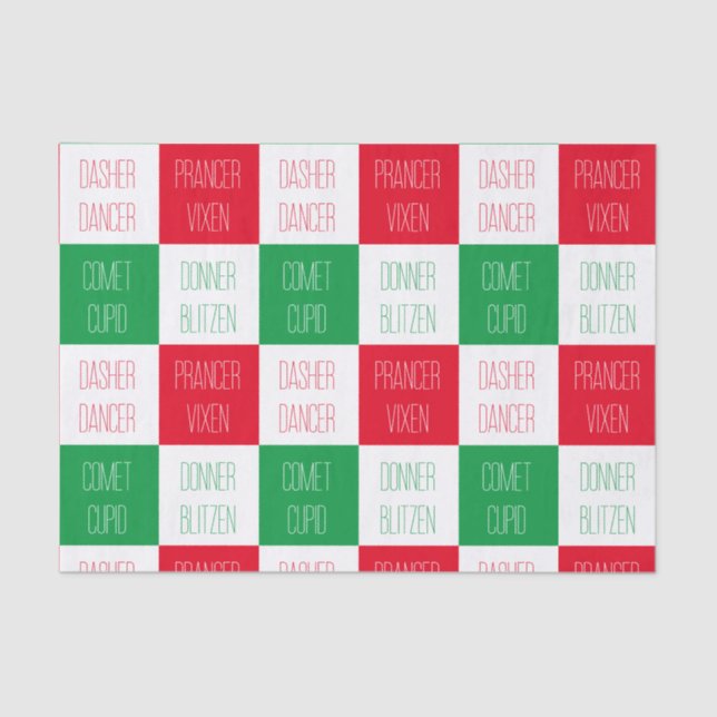 REINDEER NAMES Tissue Paper (Front)