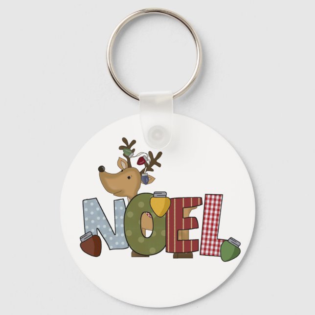 Reindeer Noel Holiday Tshirts and Gifts Keychain (Front)