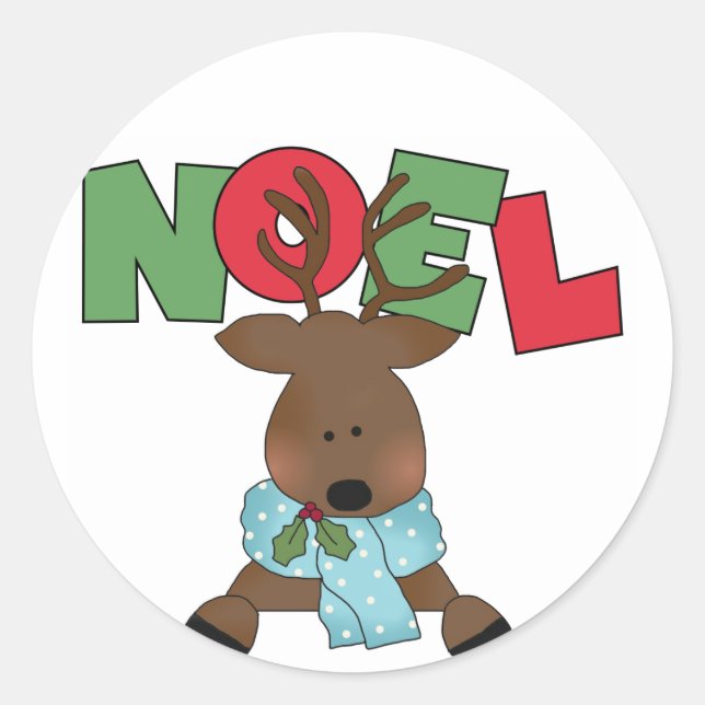Reindeer Noel Tshirts and Gifts Classic Round Sticker (Front)