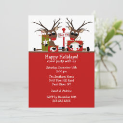 Reindeer North Pole Holiday Party Invitation | Zazzle