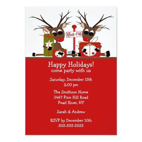 Reindeer North Pole Holiday Party Invitation | Zazzle.com