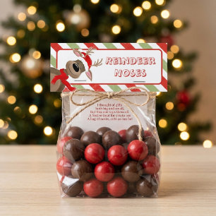 Reindeer Noses Christmas Treat Bag Topper Card