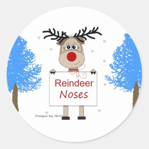 Reindeer Noses Classic Round Sticker