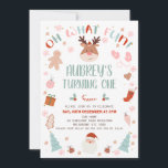 Reindeer Oh What Fun Christmas 1st Birthday Invitation<br><div class="desc">Reindeer Oh What Fun Christmas 1st Birthday Invitation

Cute winter Christmas season first birthday invitation featuring a reindeer,  Santa Claus,  Christmas trees,  gingerbread man and more.  This oh what fun first birthday invitation also features a multicolored heading and is ideal for a girl's first birthday.</div>